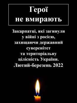 Закарпатці, які загинули у війні з росією (лютий–березень 2022)