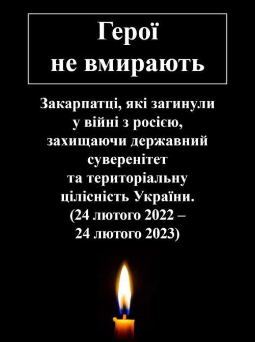 Закарпатці, які загинули у війні з росією (24 лютого 2022 – 24 лютого 2023)