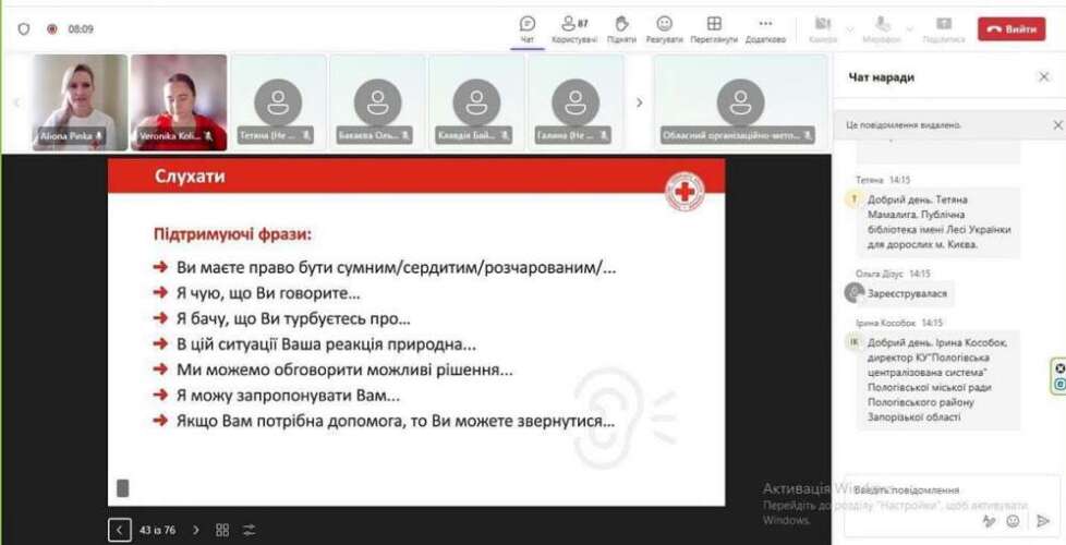 Працівники Центру культури взяли участь в онлайн-тренінгу «Вступ до Першої психологічної допомоги»